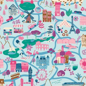 Genesis of Journey It Takes a Village Blue Fat Quarter