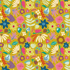 Genesis of a Journey Bouquet Along the Way Curry Fat Quarter