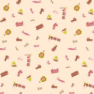 Genesis of a Journey Modes of Transportation Cream Fat Quarter