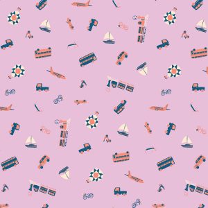 Genesis of a Journey Modes of Transportation Wisteria Fat Quarter
