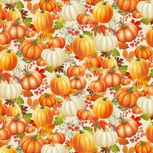 Gather with a Grateful Heart Pumpkins Cream Fat Quarter