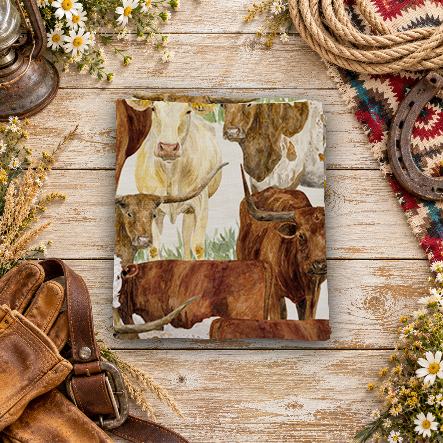 The Homestead Herd of Cattle Cream Fat Quarter