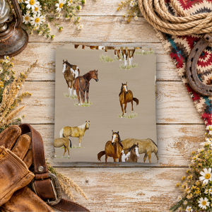 The Homestead Horses Tan Fat Quarter