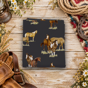 The Homestead Horses Charcoal Fat Quarter