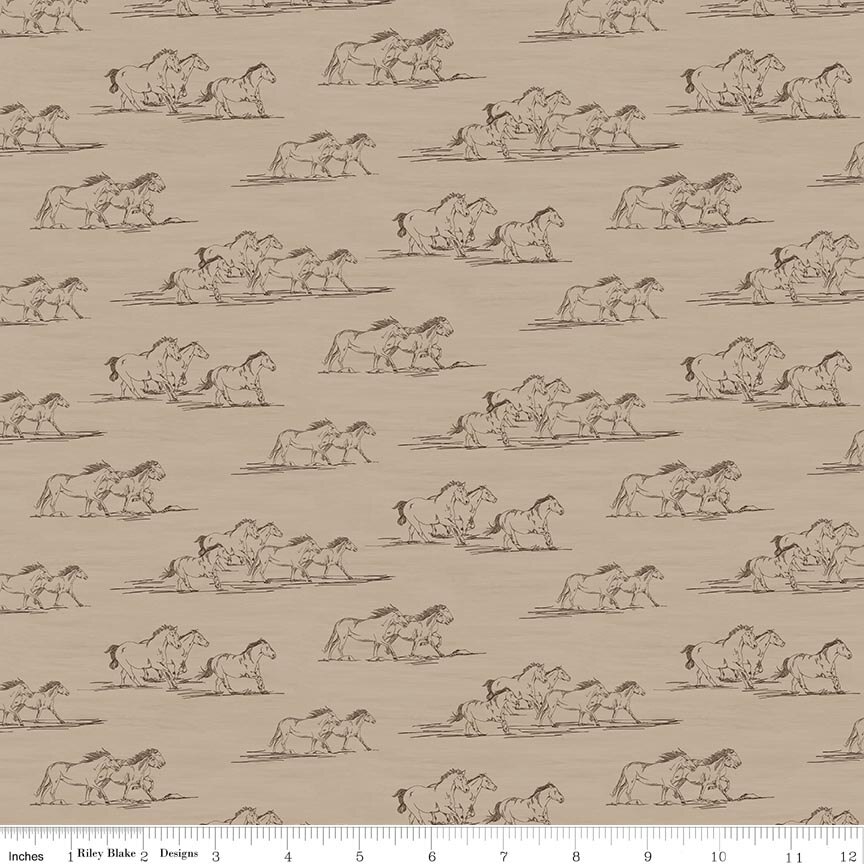 The Homestead Horse Toile Tan Fat Quarter - Image 2