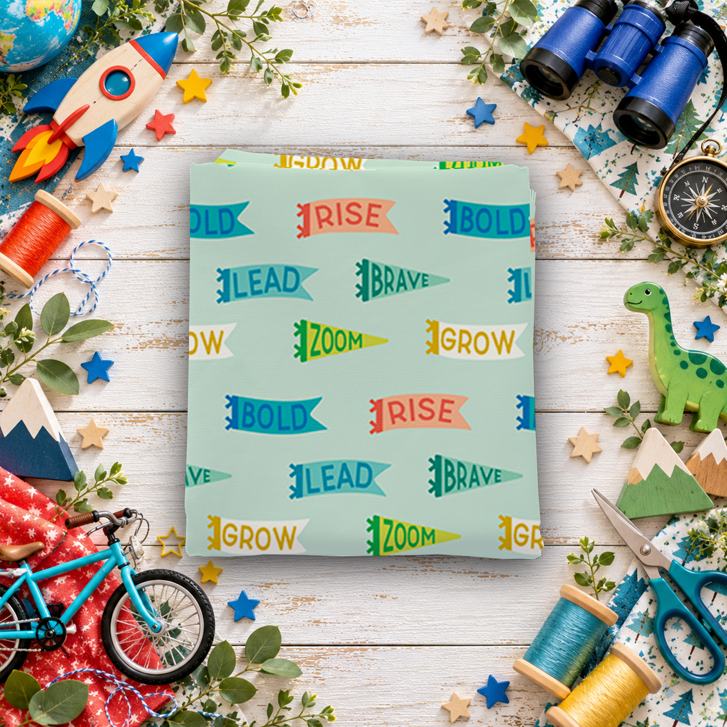 Brave Your Way Brave Banners Mint Fat Quarter