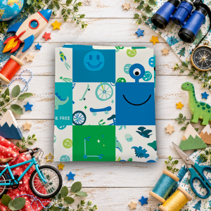 Brave Your Way Cheater Print Blue Fat Quarter
