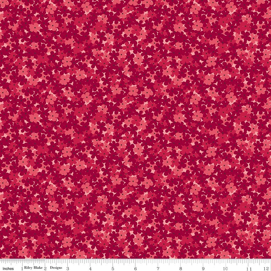 Foxglove Hydrangea Dahlia Red Fat Quarter
