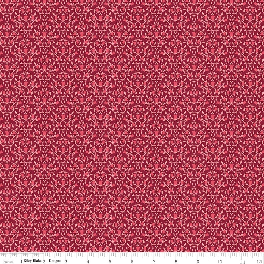 Foxglove Damask Dahlia Red Fat Quarter