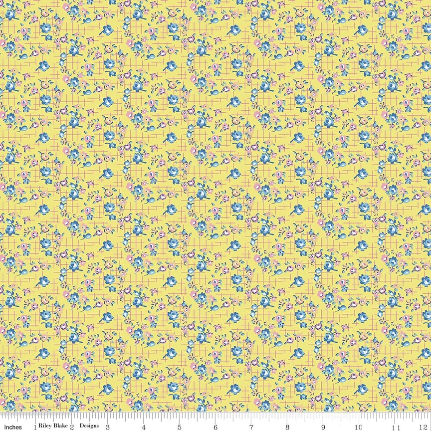 Dear Sweethearts Apron Grid Yellow Fat Quarter - Image 2