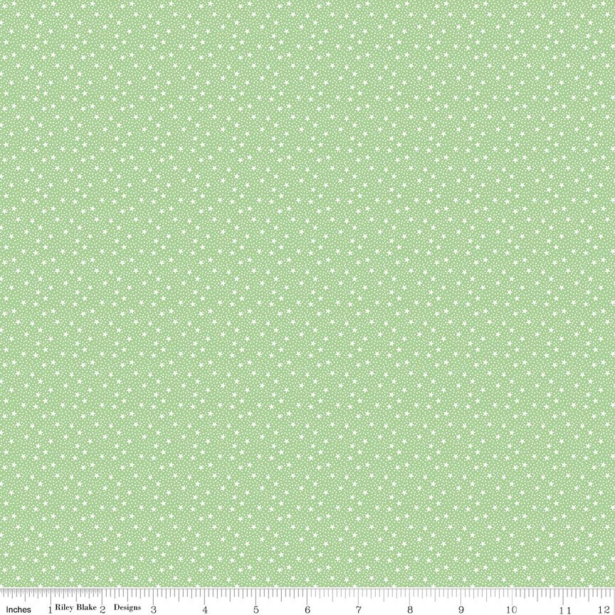 Dear Sweethearts Star Dots Green Fat Quarter - Image 2