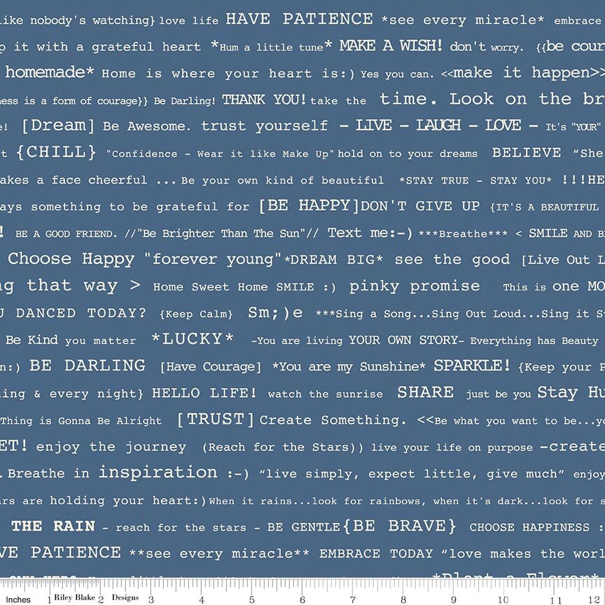Denim & Daisy Happy Text Denim Fat Quarter