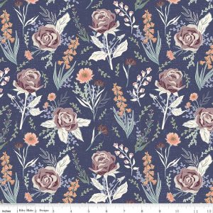 Hedgerow Haven Cottage Floral Blue Fat Quarter