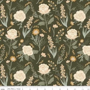 Hedgerow Haven Cottage Floral Green Fat Quarter