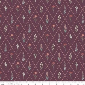 Hedgerow Haven Floral Argyle Sangria Fat Quarter