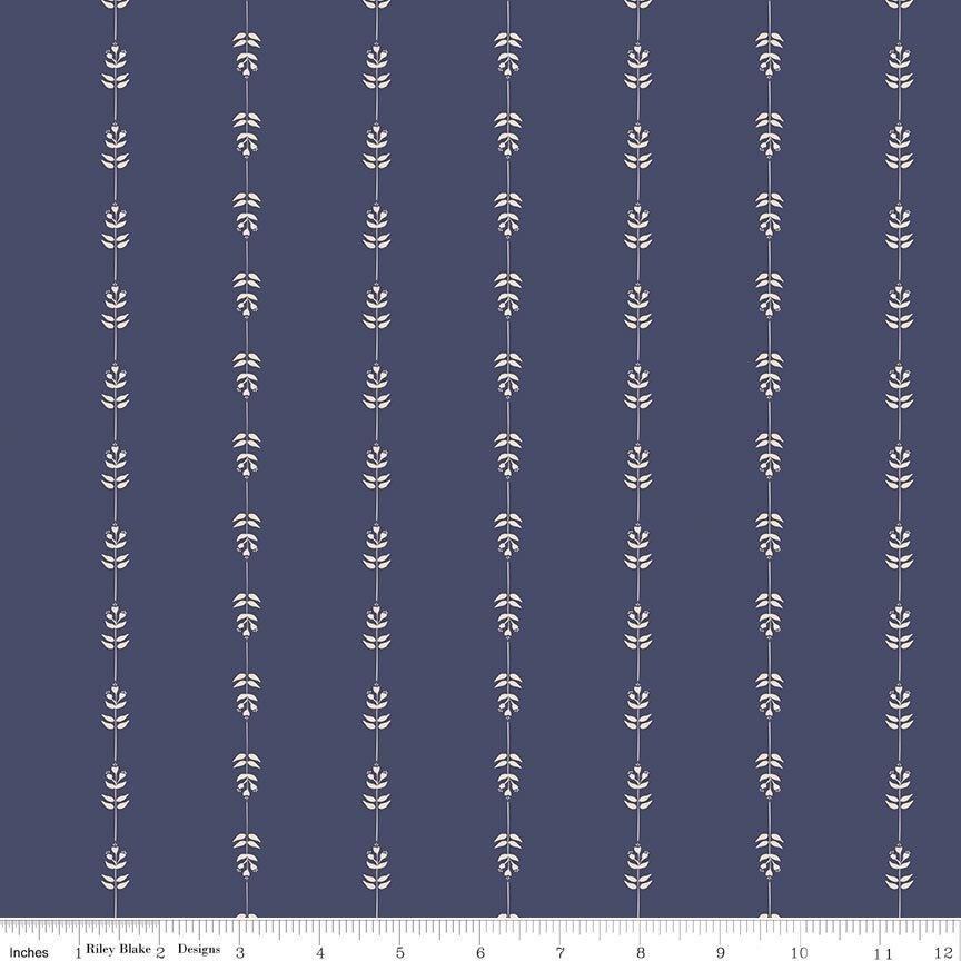 Hedgerow Haven Floral Stripe Blue Fat Quarter