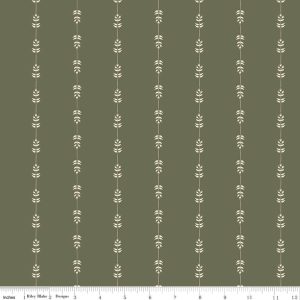 Hedgerow Haven Floral Stripe Green Fat Quarter