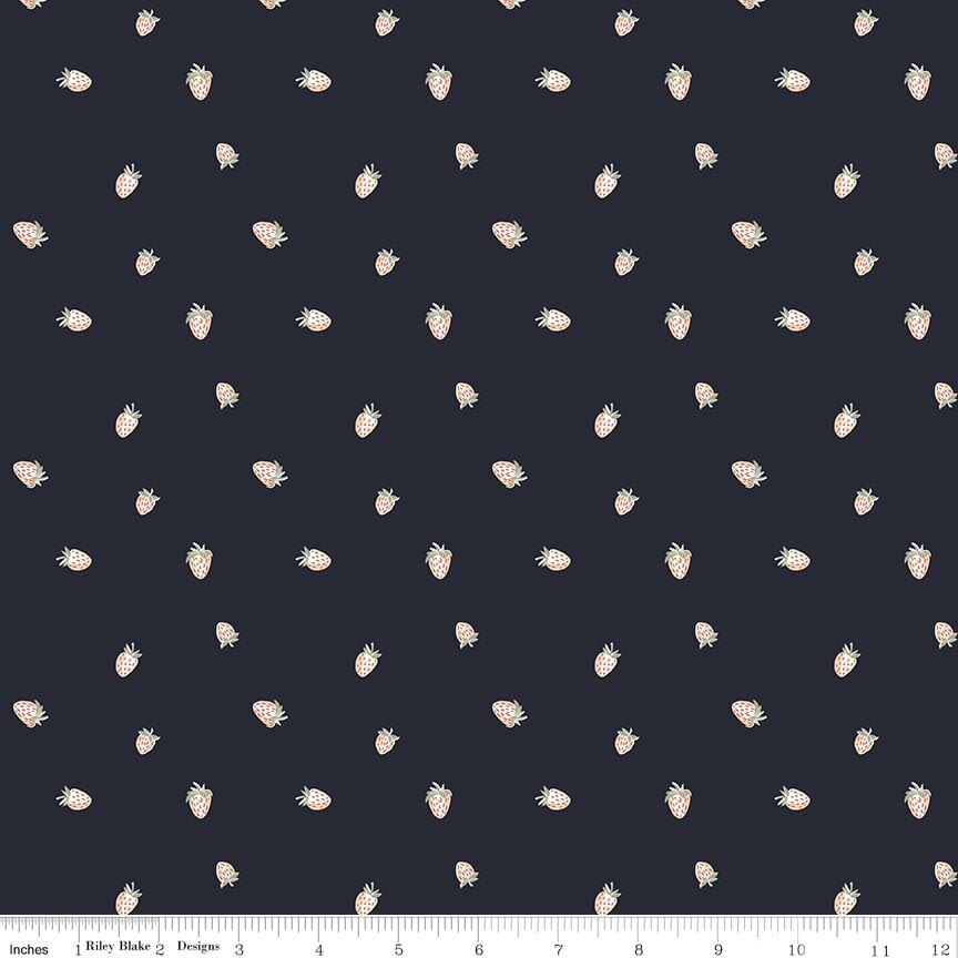 Hedgerow Haven Strawberries Midnight Fat Quarter