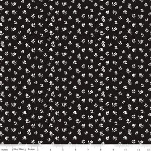 Moonlit Trellis Flower Toss Black Fat Quarter
