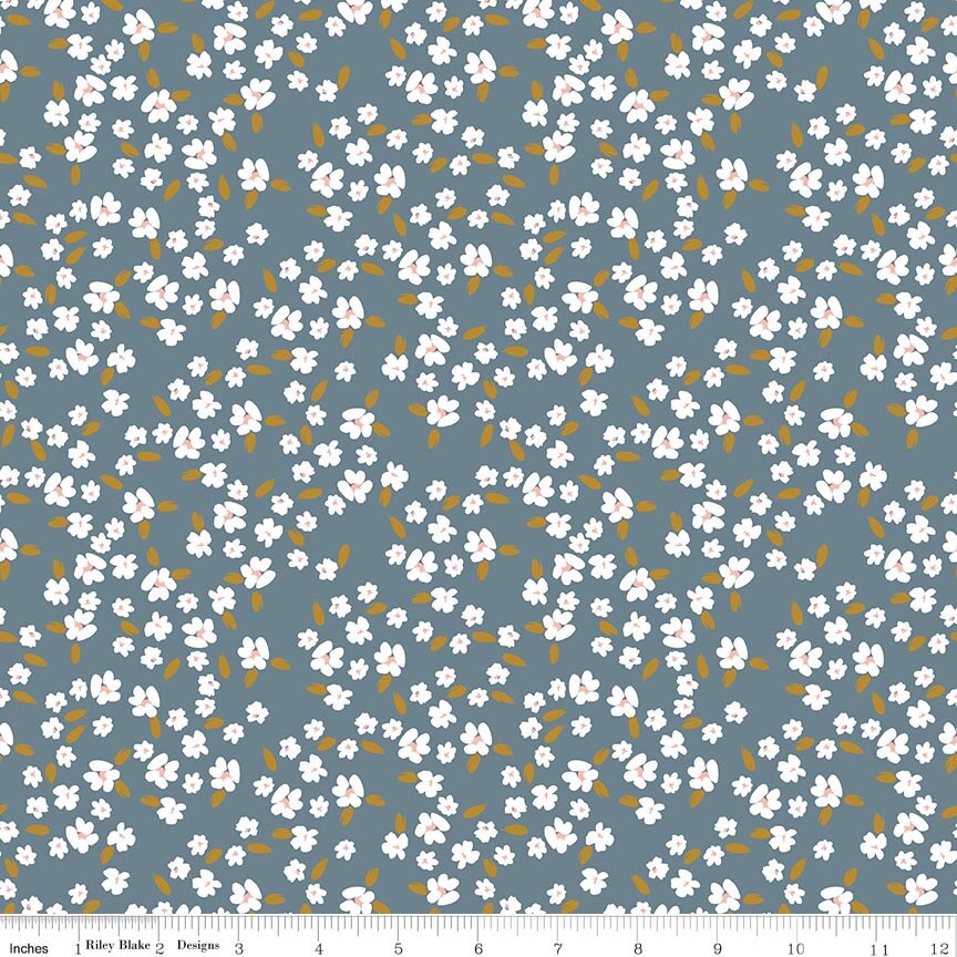 Petals & Hazel Blossoms Blue Fat Quarter - Image 2