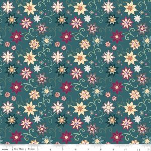 Where the Wild Flowers Are Dance Teal Fat Quarter