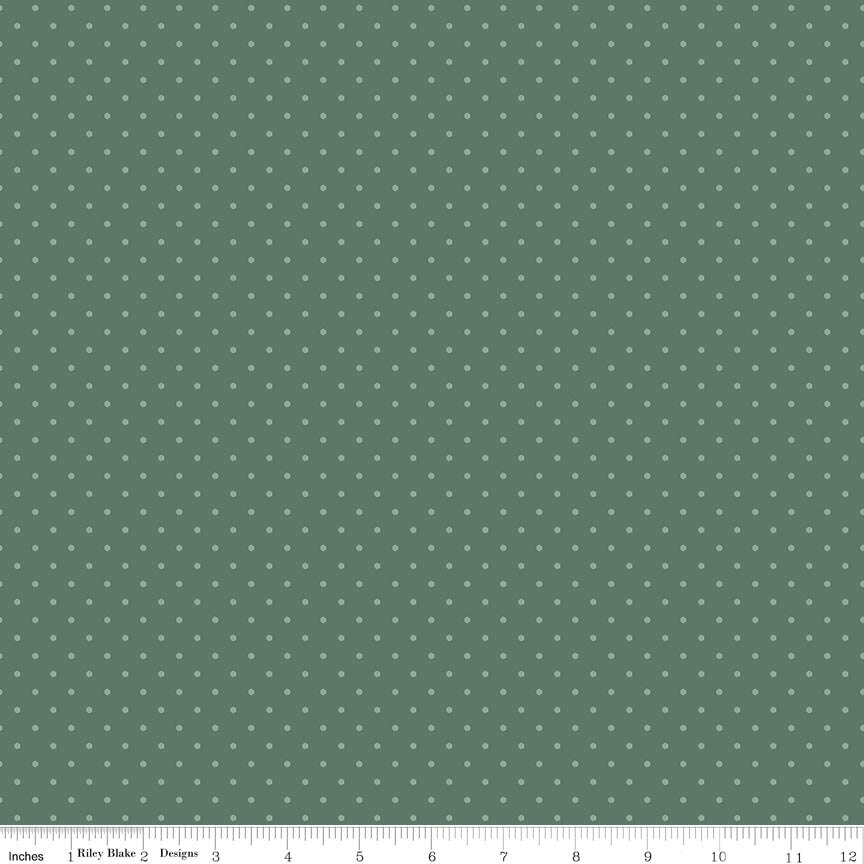 Where the Wild Flowers Are Dots Dark Sage Fat Quarter