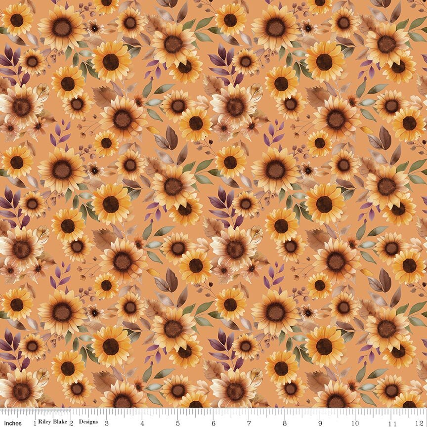Harvest on the Prairie Sunflowers Marmalade Fat Quarter - Image 2