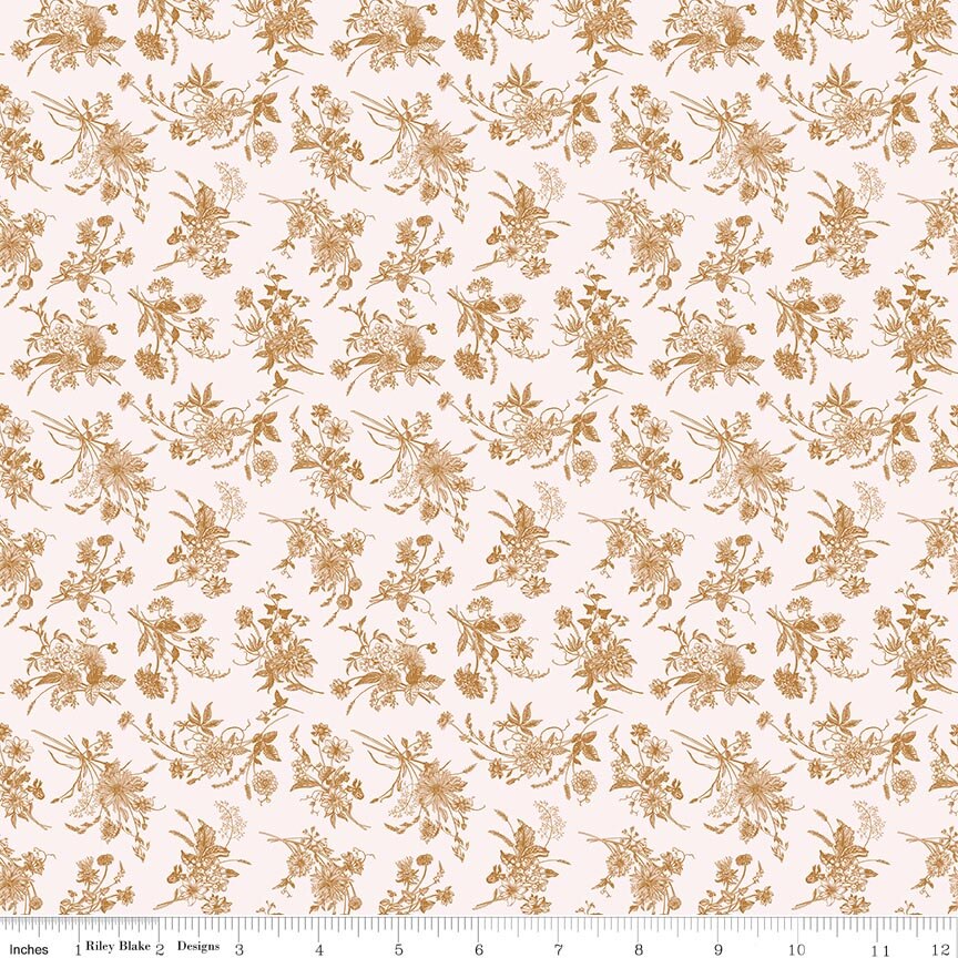 Harvest on the Prairie Wildflowers Brown Fat Quarter - Image 2