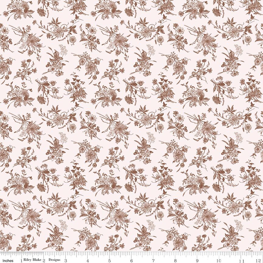 Harvest on the Prairie Wildflowers Raisin Fat Quarter - Image 2