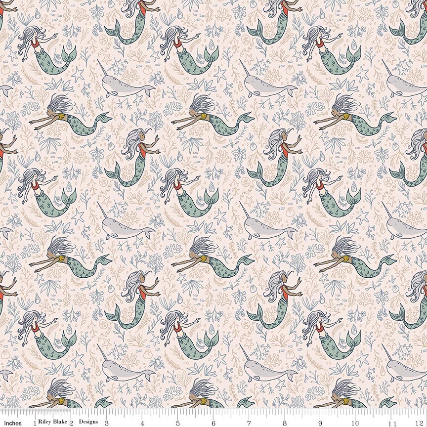 Story Land Mermaids Shell Fat Quarter