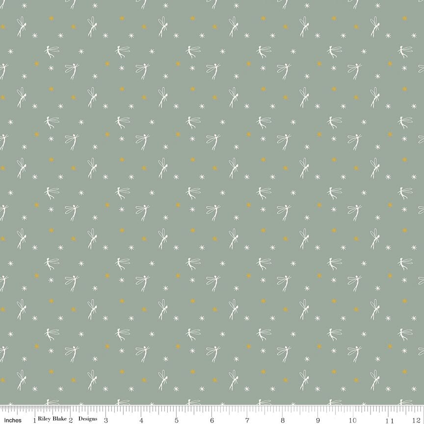 Story Land Fairy Lights Green Fat Quarter