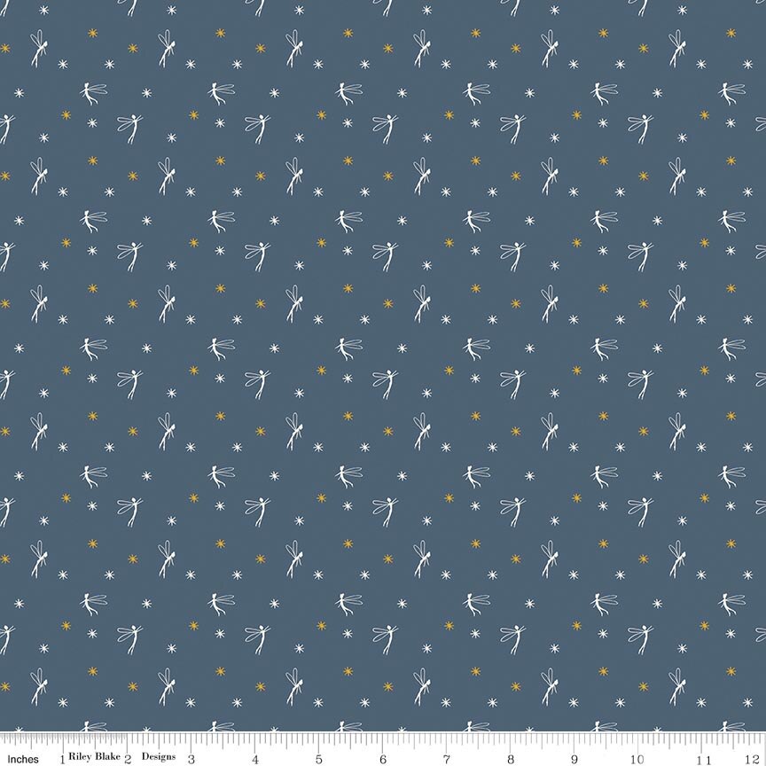 Story Land Fairy Lights Navy Fat Quarter