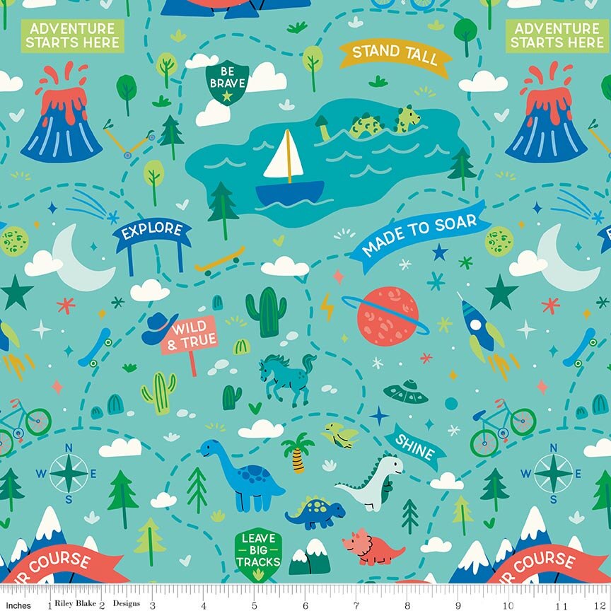 Brave Your Way Adventure Awaits Lagoon Fat Quarter - Image 2