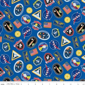 Reach for the Stars with NASA Patches Sapphire Fat Quarter