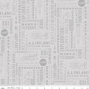 Reach for the Stars with NASA Text Gray Fat Quarter