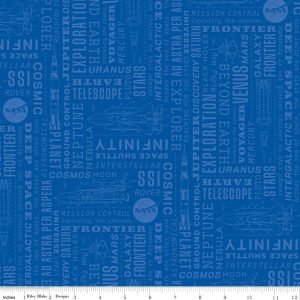 Reach for the Stars with NASA Text Sapphire Fat Quarter