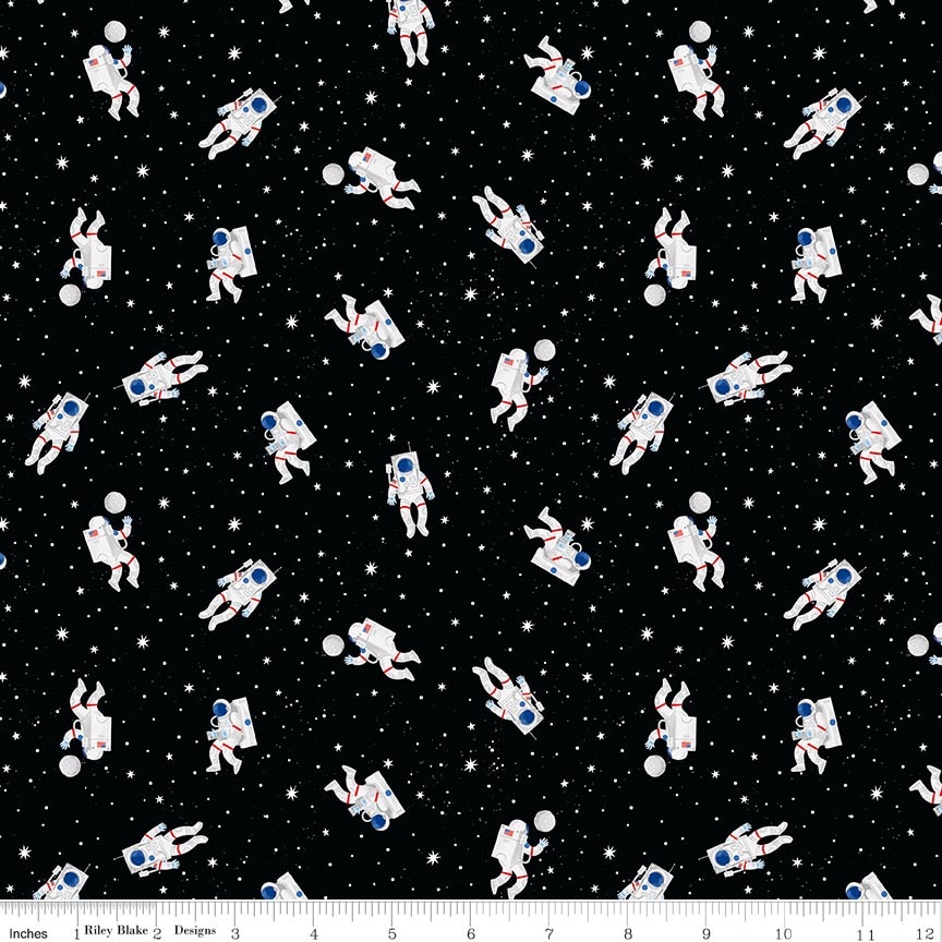 Reach for the Stars with NASA Astronauts Black Fat Quarter