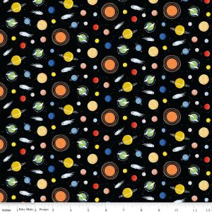 Reach for the Stars with NASA Planets Black Fat Quarter