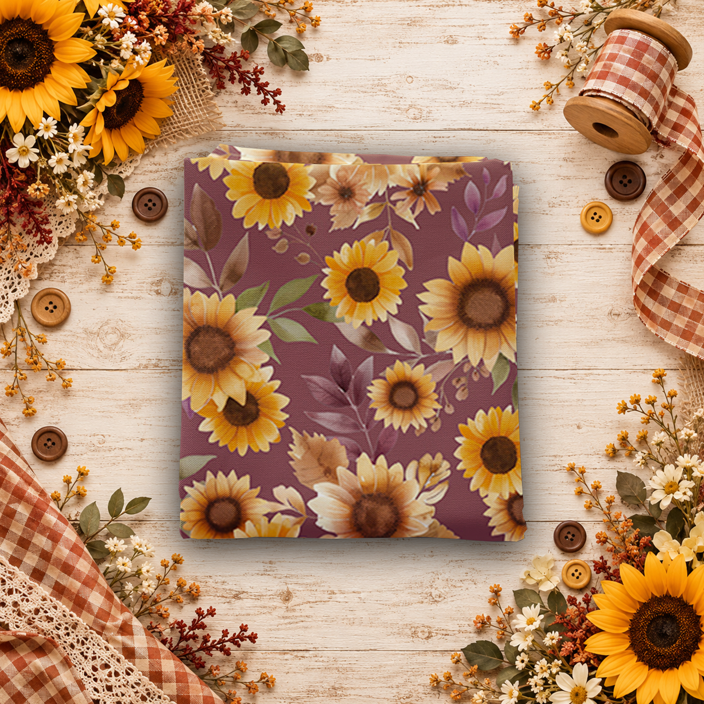 Harvest on the Prairie Sunflowers Wine Fat Quarter
