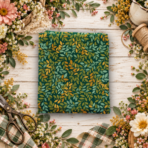 Worth Repeating Leaves Dark Green Fat Quarter