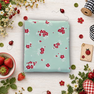 Little Ladybug Mini Flowers Blue Fat Quarter