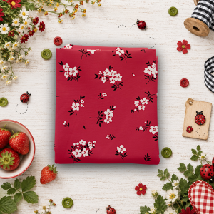 Little Ladybug Mini Flowers Red Fat Quarter