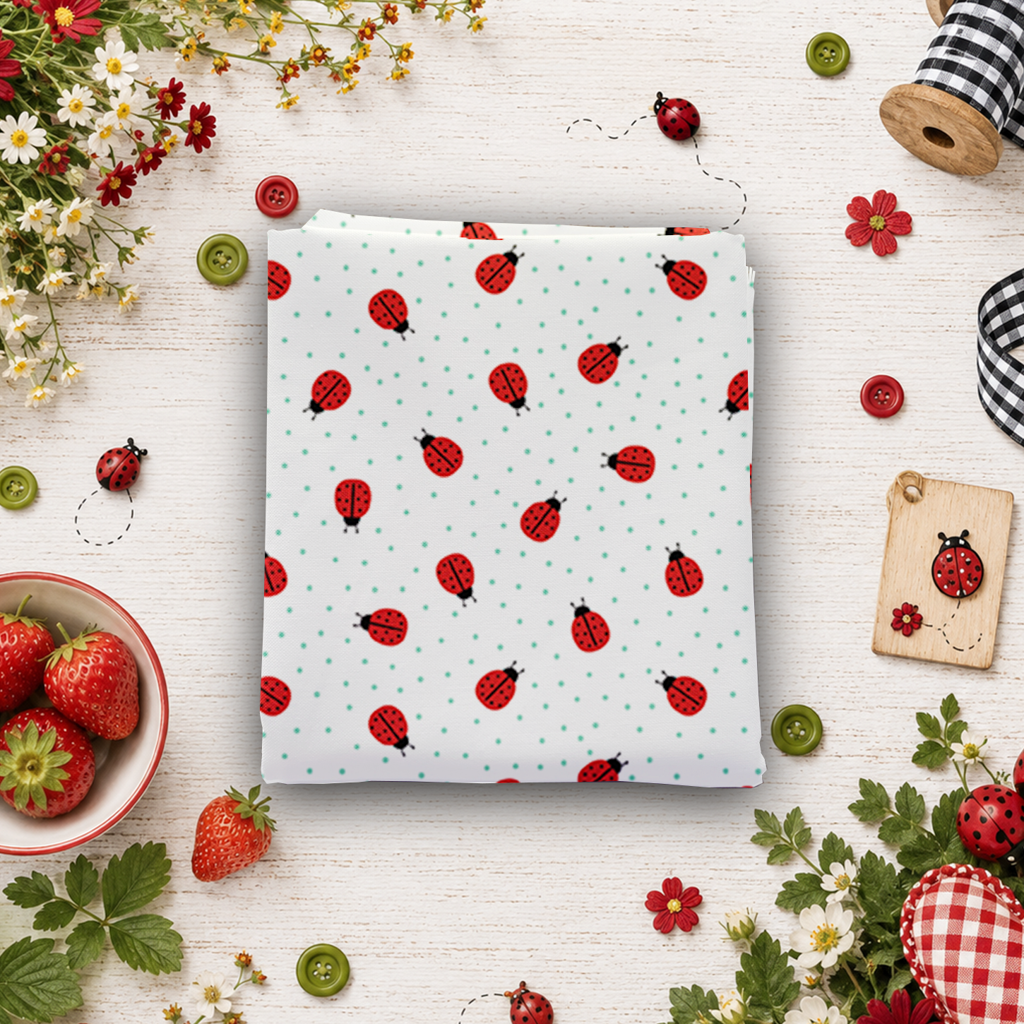 Little Ladybug Ladybugs White Fat Quarter