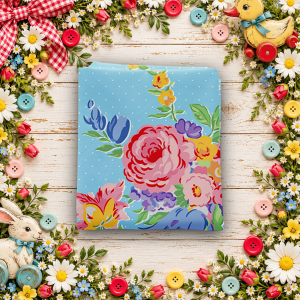 Dear Sweethearts Floral Pindot Blue Fat Quarter