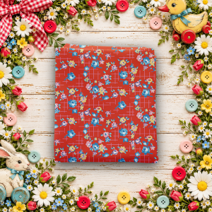 Dear Sweethearts Apron Grid Red Fat Quarter