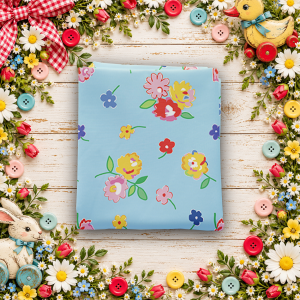 Dear Sweethearts Floral Toss Blue Fat Quarter