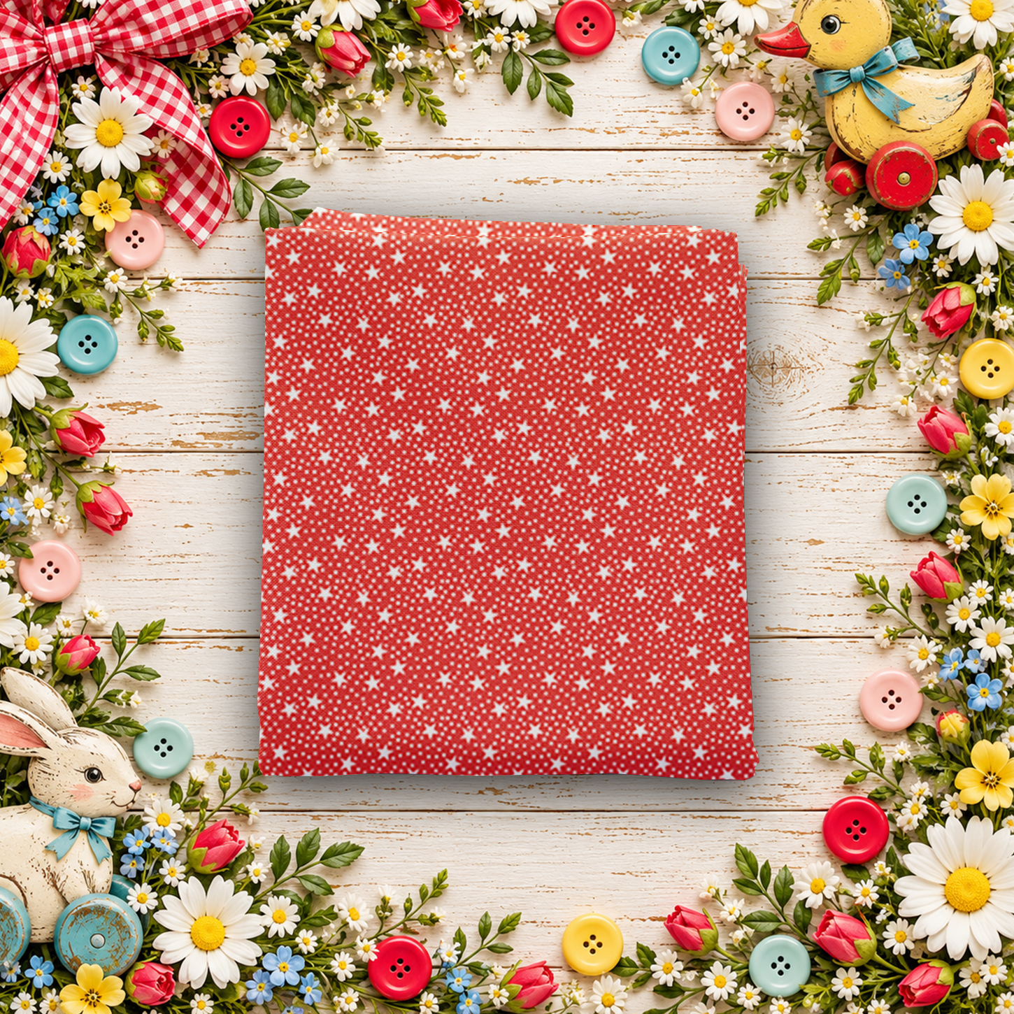 Dear Sweethearts Star Dots Red Fat Quarter