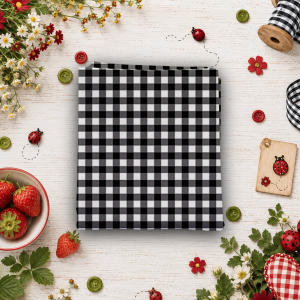 Little Ladybug Gingham Black Fat Quarter