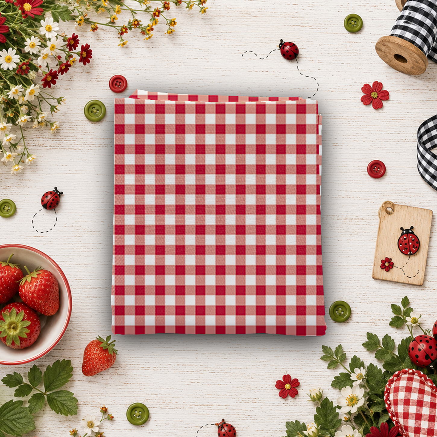 Little Ladybug Gingham Red Fat Quarter