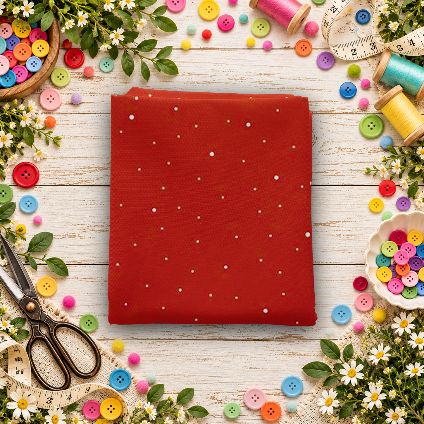 Dapple Dot Barn Red Fat Quarter